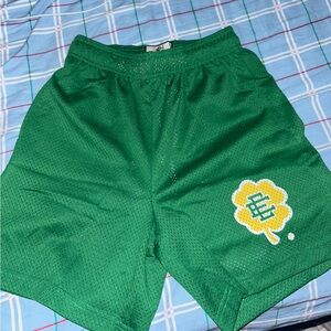 Green Athletic Shorts with Logo